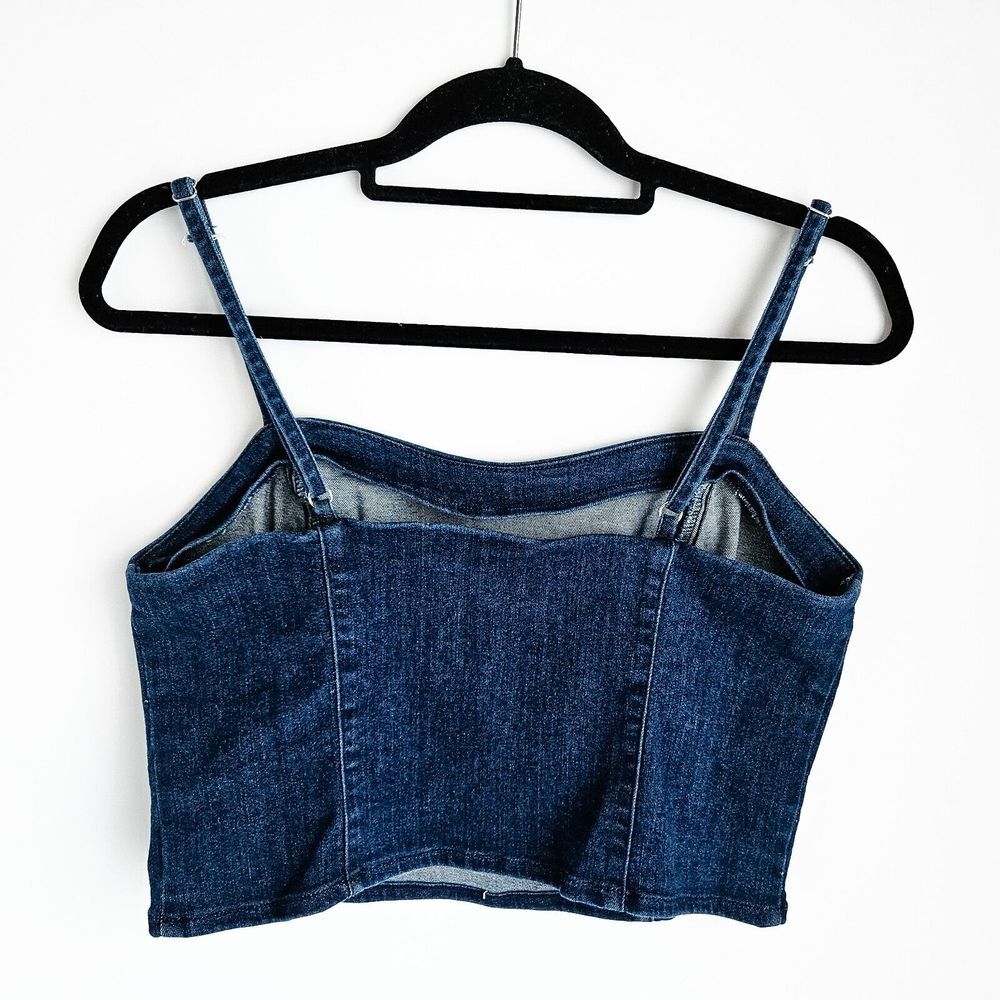Belle Vere Denim Jean Crop Tank Top Women M Dark Wash Brand New - Picture 2 of 4